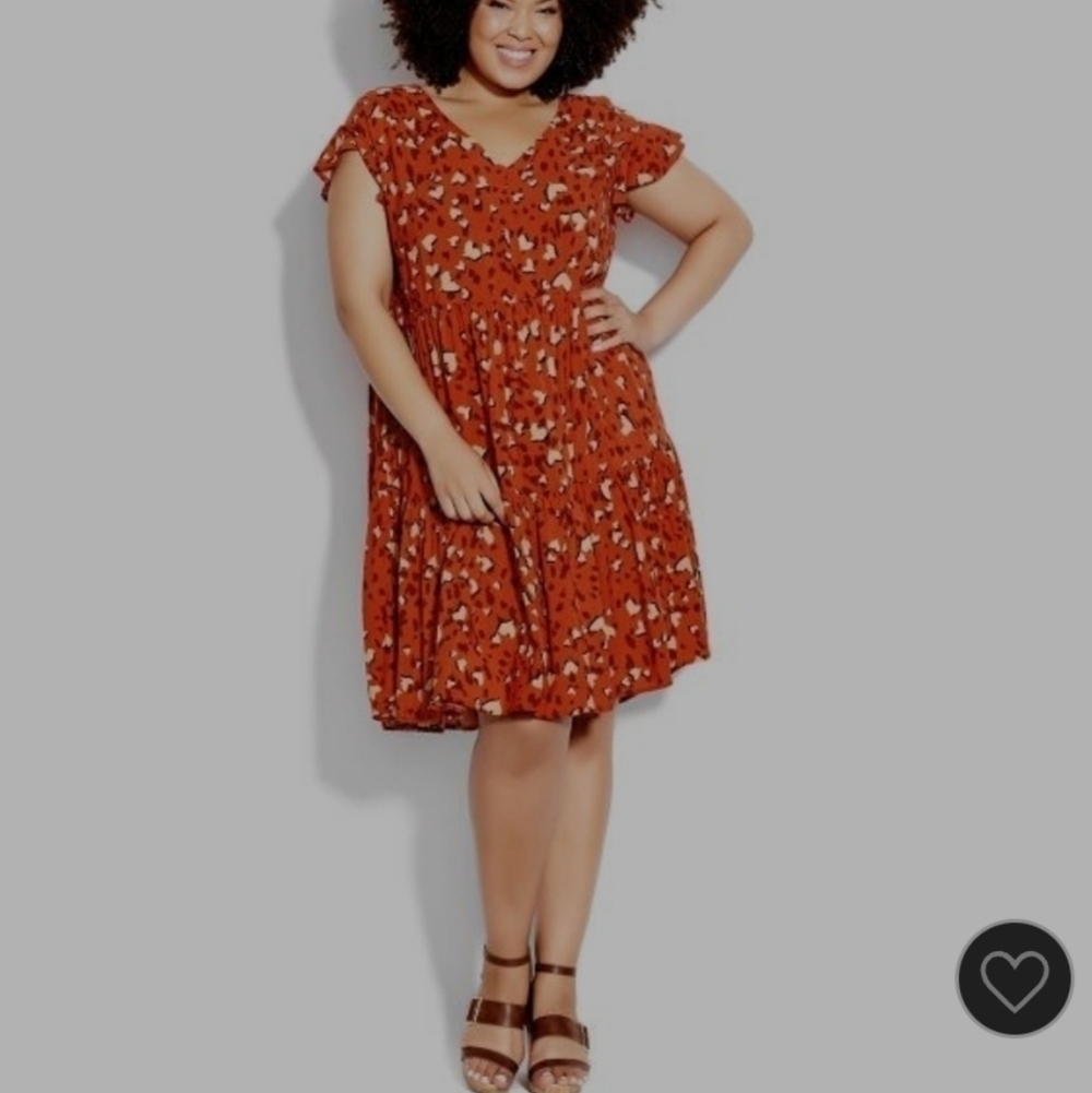 Loralette Plus Size Unwind Tiers Dress - scarlet heart size 14. New.V-ne…
